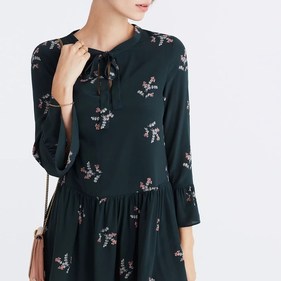 Madewell Silk Tie-Back Dress in Wild Botanic (XXS) - Picture 3 of 10